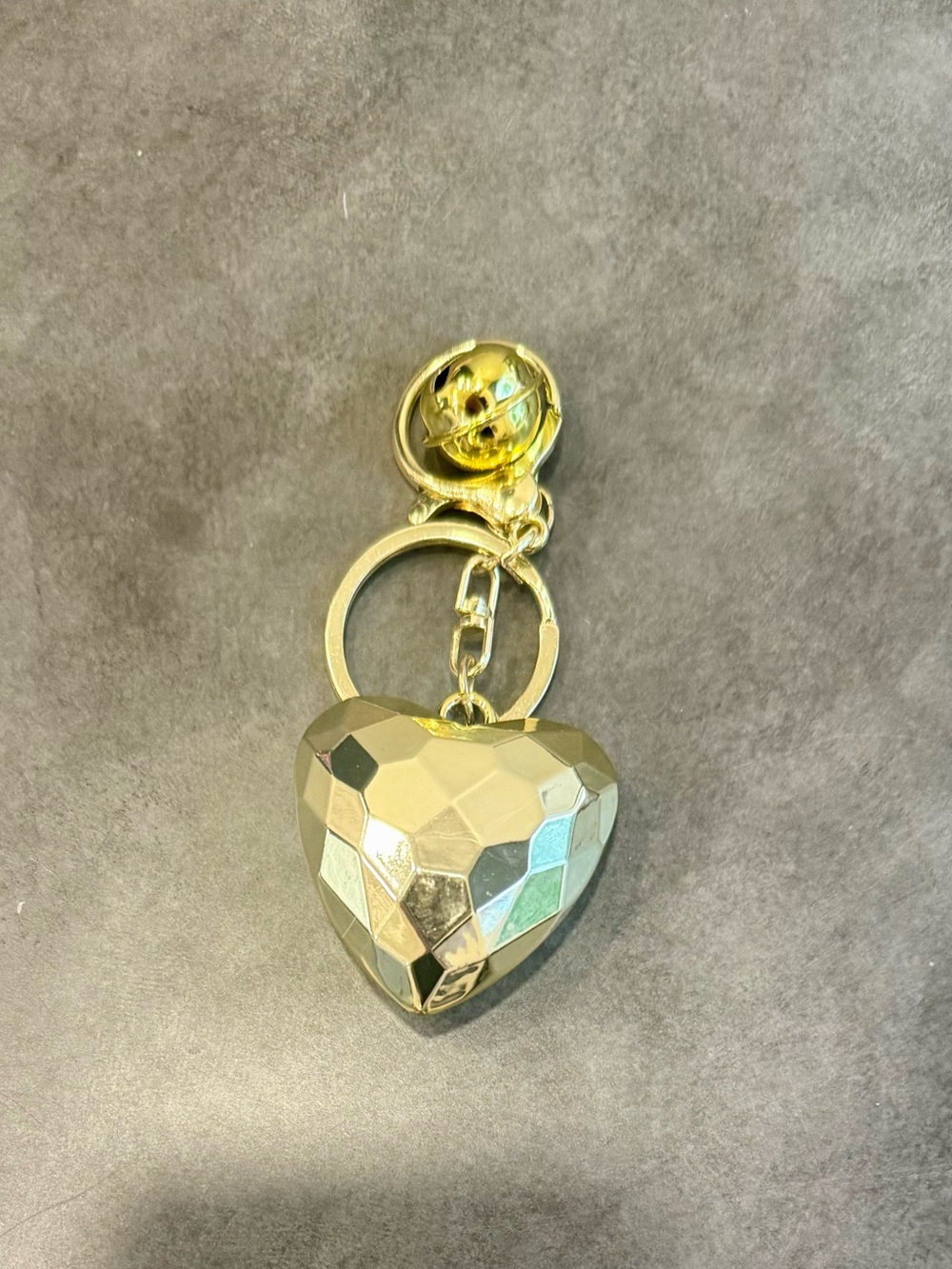 Gold Heart Faceted Bag Charm or Keychain with Charm